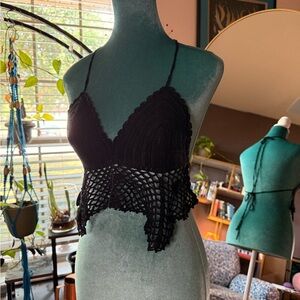 Gypsy Rose Boho Crochet Bralette – Black